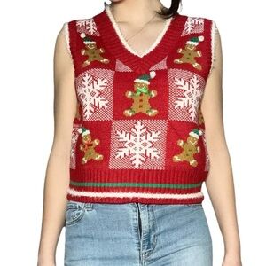 Jolly Sweaters Snowflake and Gingerbread Knit Sweater Vest